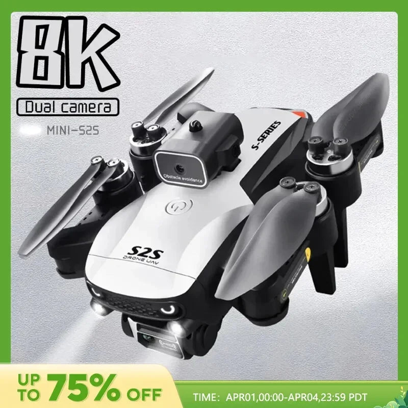 Drone S2S - Brushless Professionnel Double Caméra 8K HD Positionnement Optique Évitement Obstacles Pliable 25min Vol RC
