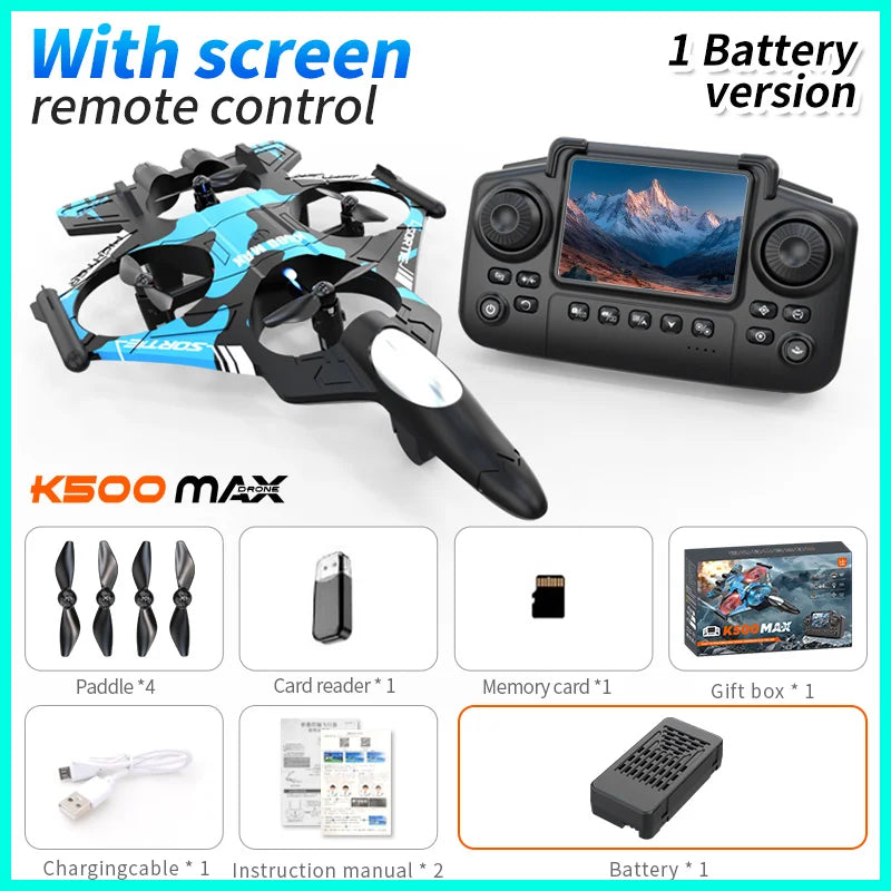 D038 - Avion RC K500 MAX avec écran - Mousse 2.4G WiFi Chasseur Voltige Acrobatique LED Colorées Hélicoptère Télécommandé Cadeau