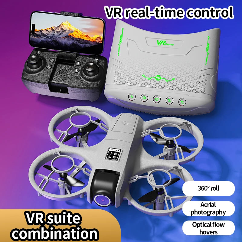 Drone X228 - GPS Lunettes VR Caméra 4K Double Brushless Positionnement Optique Évitement Obstacles 3 Côtés Protection Complète RC