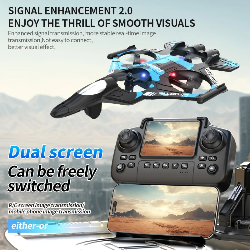 D038 - Avion RC K500 MAX avec écran - Mousse 2.4G WiFi Chasseur Voltige Acrobatique LED Colorées Hélicoptère Télécommandé Cadeau