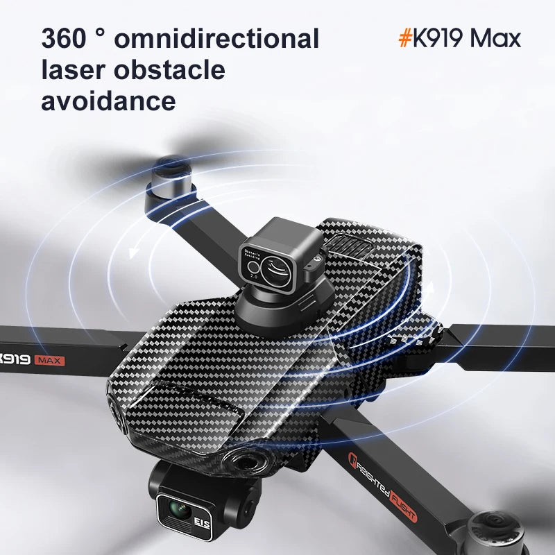 Drone K919 - MAX GPS 8K Professionnel Caméra HD Nacelle 3 Axes Brushless Évitement Obstacles Écran 4.5" Pliable FPV RC