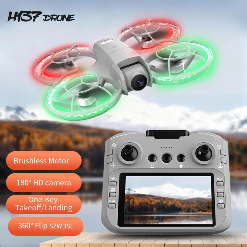 H137 PRO Drone - GPS 4K HD Camera, Dual Brushless Motor, 4.5" Screen, Optical Positioning, 4-Sided Obstacle Avoidance, RC