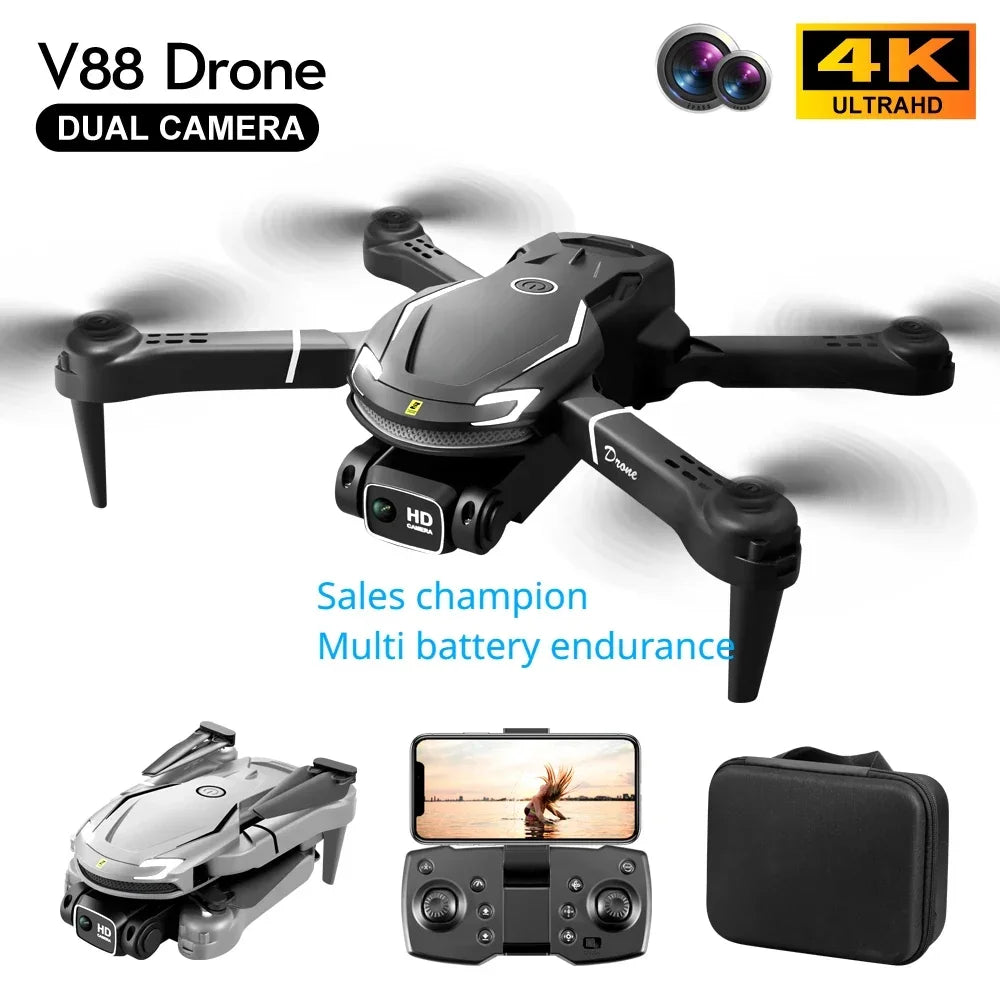 Drone V88 - Mini 8K Caméra HD 4K Évitement Obstacles Photographie Aérienne Positionnement Optique Pliable Quadricoptère RC