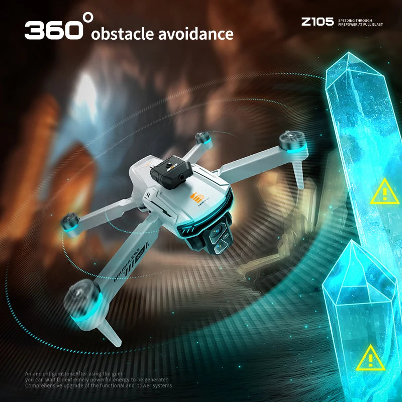 Drone Z105 - Double Caméra 4K Brushless Nacelle Anti-Vibration Écran 4.3" WiFi Positionnement Optique RC