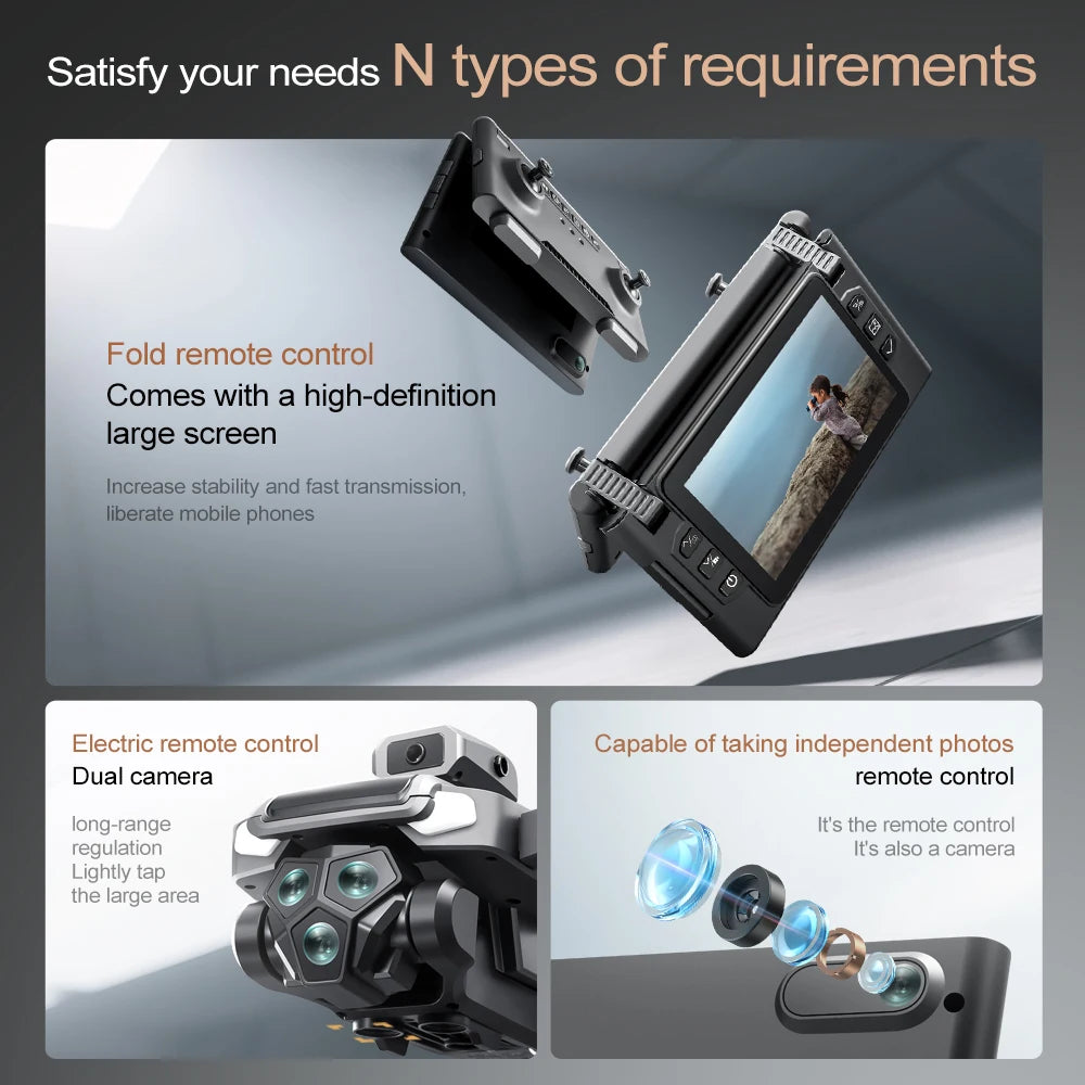 Drone M66 MAX - 8K Brushless Écran Contrôle Pliable Double Caméra 5G FPV Évitement Obstacles 4 Côtés Affichage Batterie RC