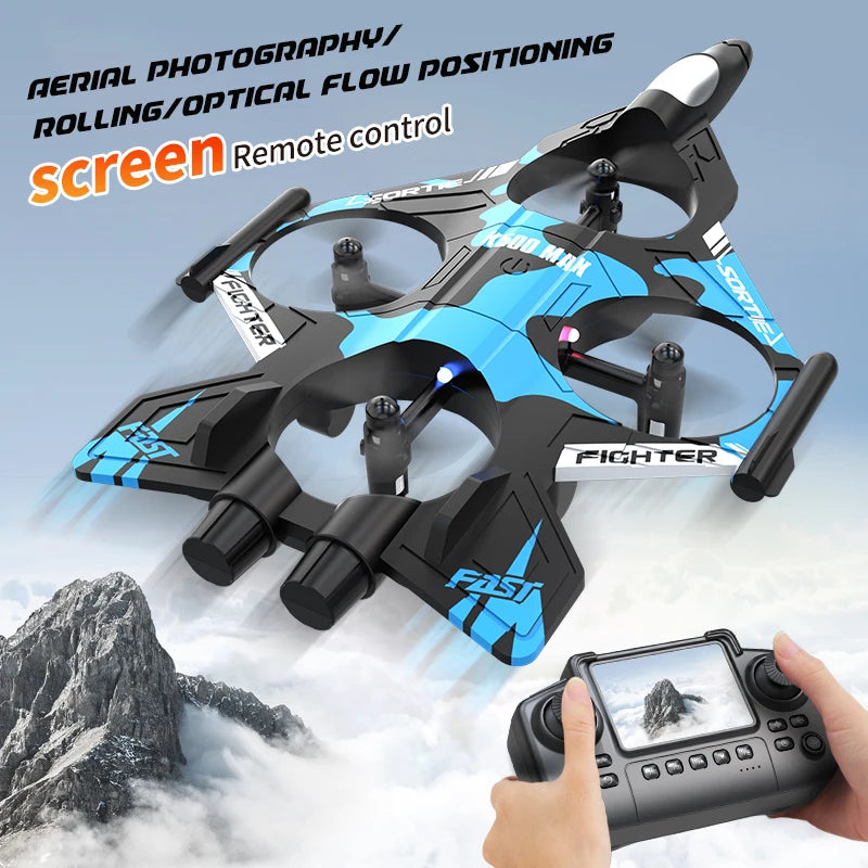 D038 - Avion RC K500 MAX avec écran - Mousse 2.4G WiFi Chasseur Voltige Acrobatique LED Colorées Hélicoptère Télécommandé Cadeau