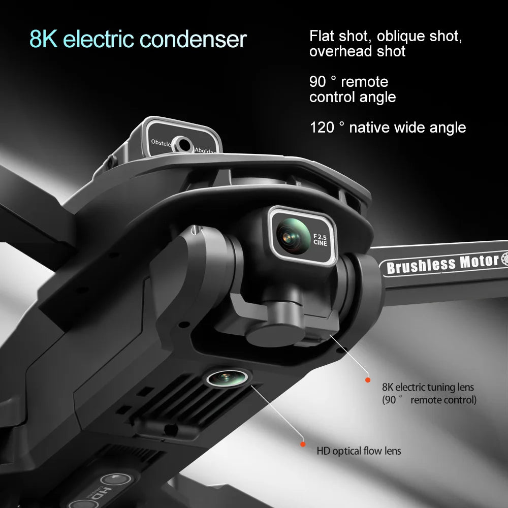 Drone V168 - MAX GPS 8K Professionnel Caméra HD Double Nacelle 3 Axes Brushless Évitement Obstacles FPV 5G WiFi Écran 4.5" RC