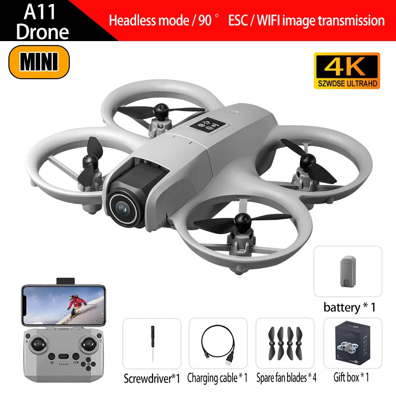 A11 Drone - Original 4K Camera, Professional HD WiFi, Dual Camera, Optical Positioning, Aerodynamic RC Fuselage