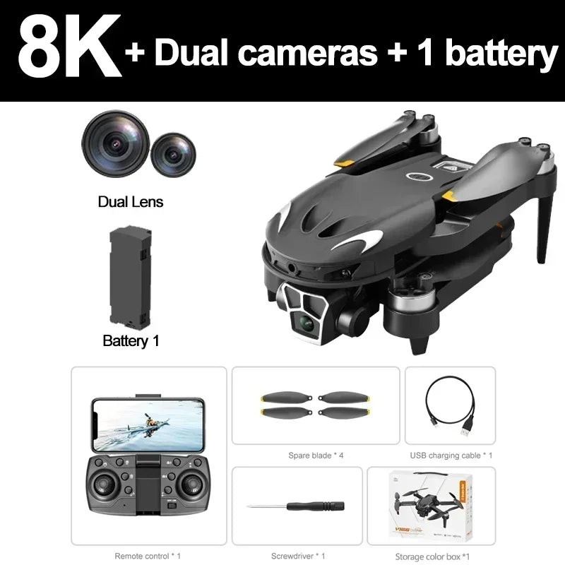 Drone V166 - Brushless Double Caméra 8K Positionnement Optique Évitement Obstacles Photographie Aérienne Pliable Quadricoptère