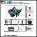 Drone K12 Max - RC Brushless Professionnel Double Caméra 4K Évitement Obstacles Écran 4.3" Pliable Quadricoptère