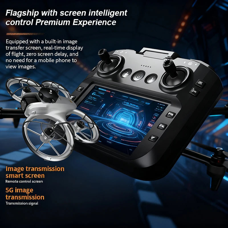 Drone Z4 - Mini Professionnel 4K Double Caméra avec Écran 4.3" Brushless FPV Positionnement Optique Quadricoptère RC