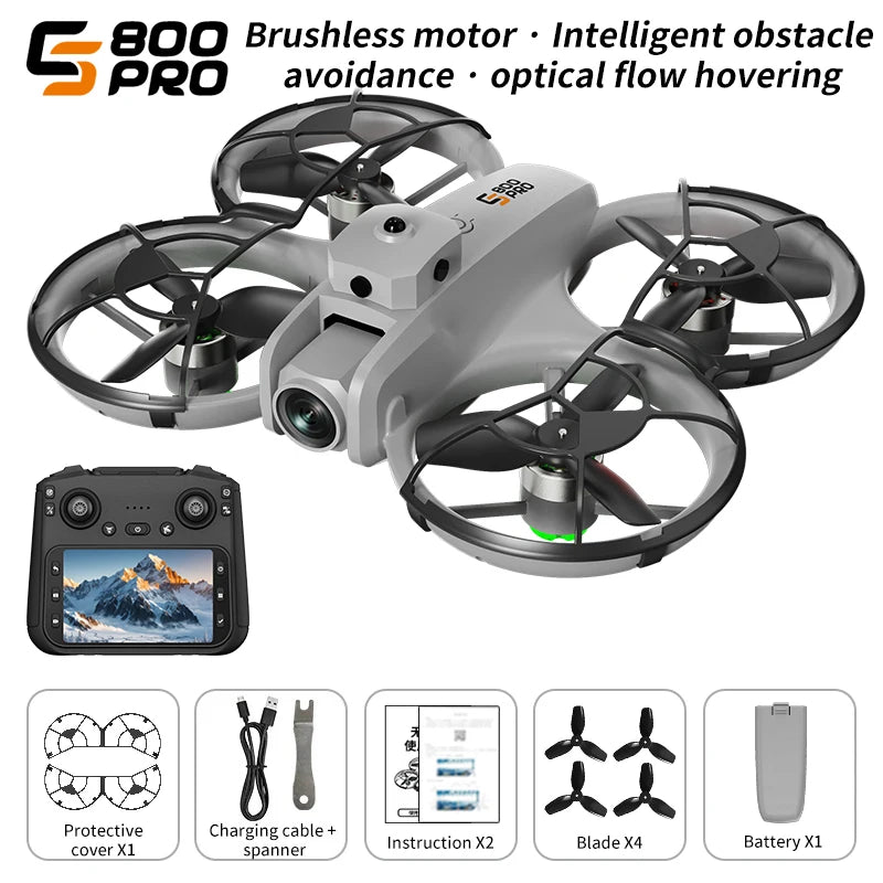 ES800 PRO Drone - GPS 4K Camera Brushless 4.5" Screen FPV Obstacle Avoidance Infrared Foldable Full Protection RC