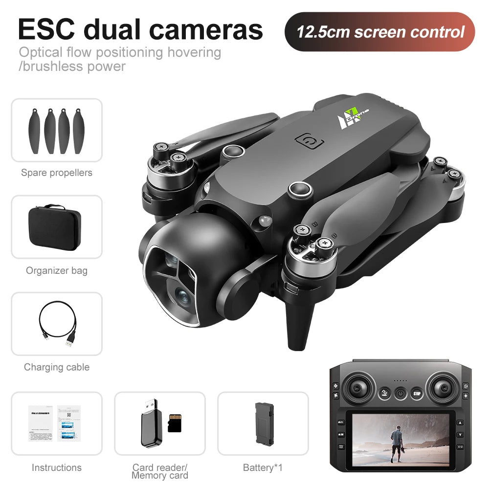 Drone M7 - 8K Brushless Écran 4.3" 5G HD Double Caméra EIS Positionnement Optique Photographie Aérienne Quadricoptère RC