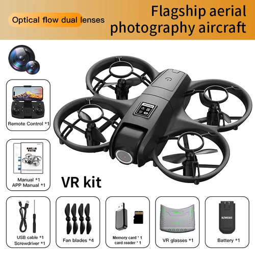D005 - Drone X228 - GPS Lunettes VR Caméra 4K Double Brushless Positionnement Optique Évitement Obstacles 3 Côtés Protection Complète RC