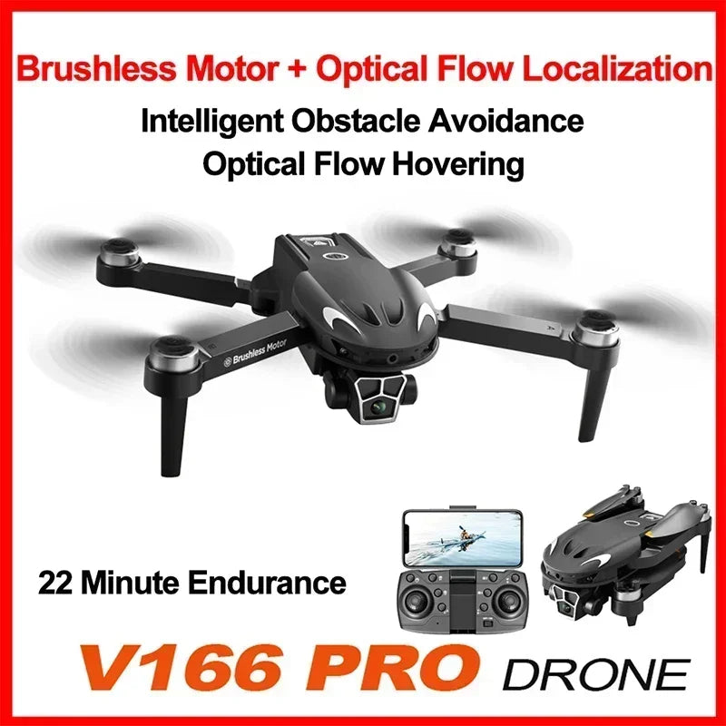 Drone V166 - Brushless Double Caméra 8K Positionnement Optique Évitement Obstacles Photographie Aérienne Pliable Quadricoptère