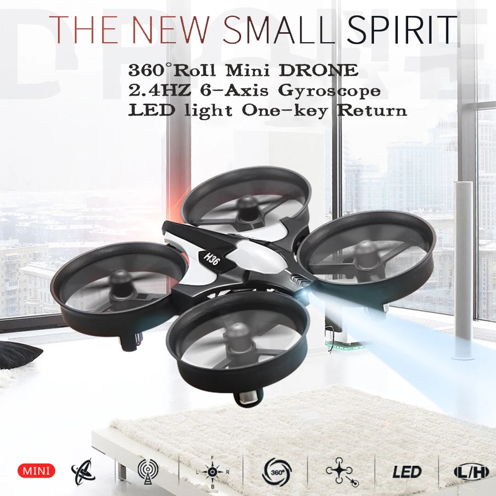 Mini-Drone JJRC H36 - Quadricoptère RC 2.4G 6 Axes Mode Sans Tête Acrobaties 360° Hélicoptère Télécommandé