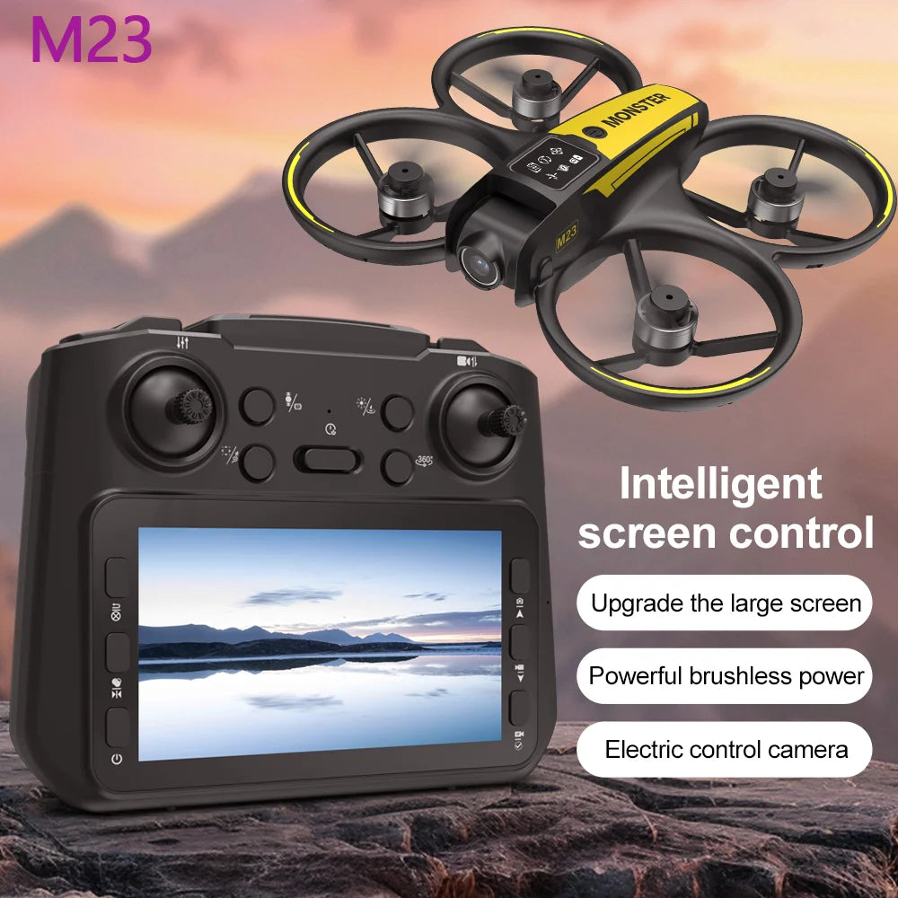 Drone M23 - 2025 - Professionnel 4K Double Caméra avec Écran de Contrôle 360° Flip Acrobatique Décollage et Atterrissage en Un Bouton