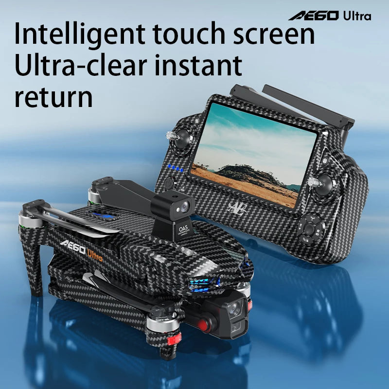Drone AE60 - GPS 8K Professionnel Nacelle 3 Axes Caméra HD Brushless Largage Aérien 800g Écran Tactile 5.5" Pêche FPV 12KM