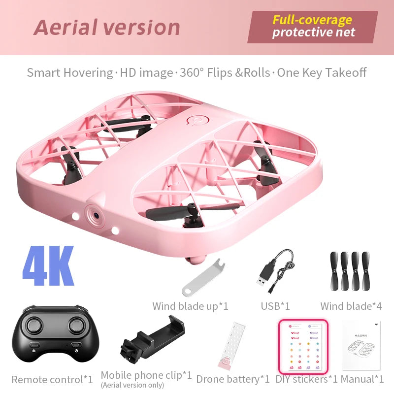 D041 - H107 Mini Drone Pocket - Caméra 4K/8K HD WiFi Télécommande Quadcopter Débutant Cadeau Enfant