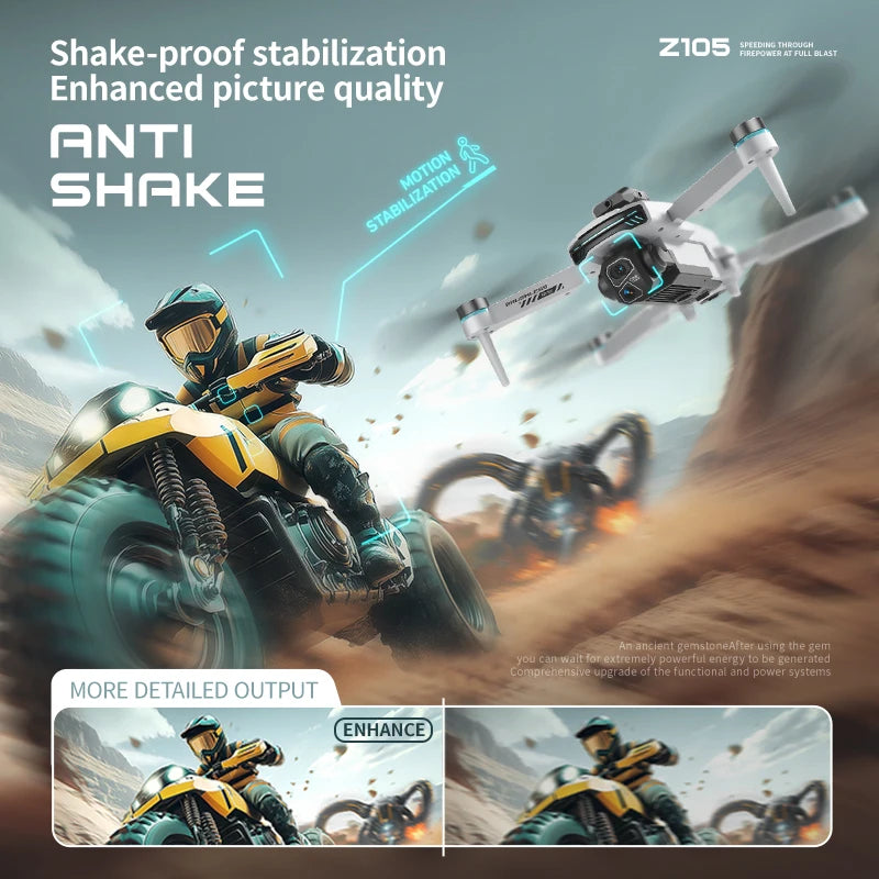 Drone Z105 - Double Caméra 4K Brushless Nacelle Anti-Vibration Écran 4.3" WiFi Positionnement Optique RC